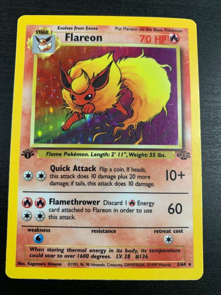first edition flareon card not actual card. 3/64 Flareon Near Mint Holo