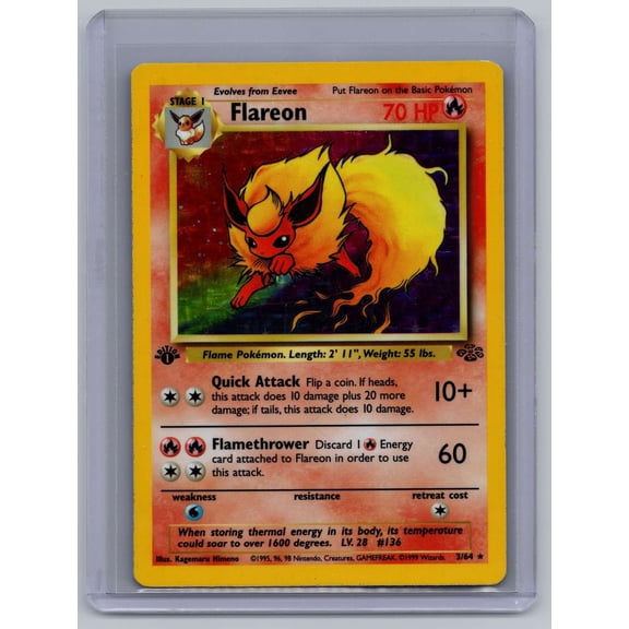 1999 Jungle Flareon Holo Rare 1st Edition #3/64 HP English Pokemon Card