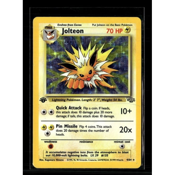 1999 Jungle Jolteon Holo Rare 1st Edition #4/64 English Pokemon Card