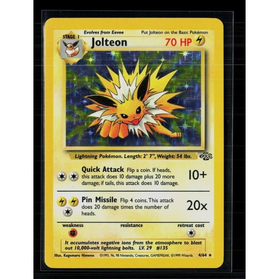 1999 Jungle Jolteon Holo Rare #4/64 Wizards of the Coast Pokemon Trading Card