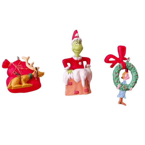 1999 Merry Grinch-mas! Miniature Ornament Set (Toys) Hallmark Keepsake Christmas Tree Ornaments QXI4627