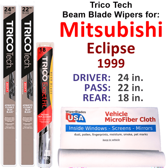 1999 Mitsubishi Eclipse Beam Blade Wipers (Set of 3) w/Rear Wiper