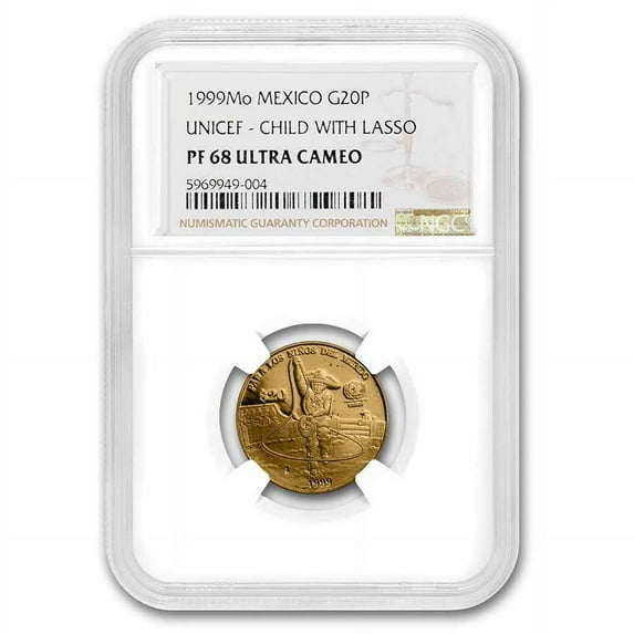 1999 Mo Mexico Gold 20 Peso UNICEF PF-68 UCAM NGC