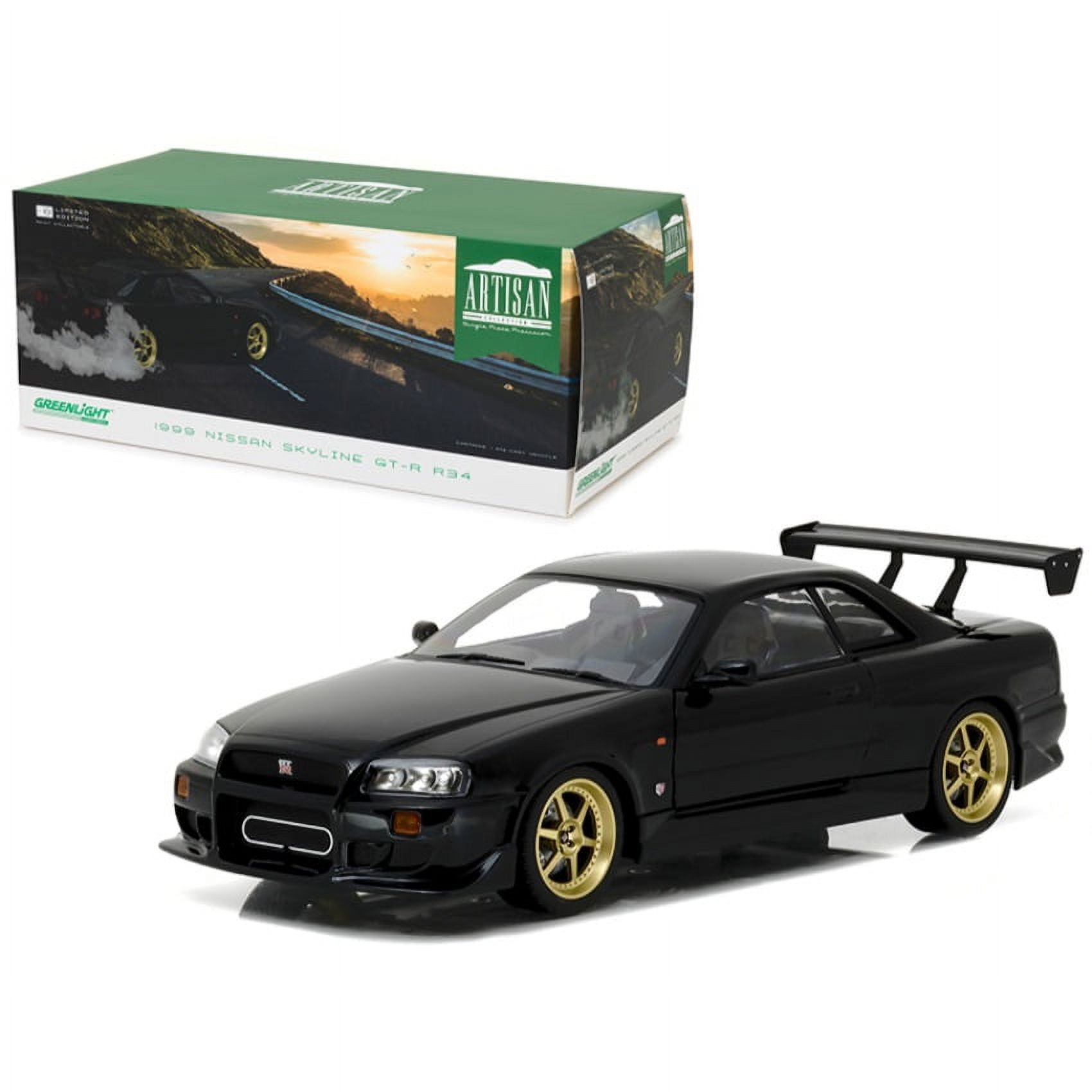 【新品】GreenLight 1/18 Nissan Skyline GT-R 1999 Nissan Skyline GT-R (R34) Black 1/18 Diecast Model Car by