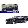 thumbnail image 1 of 1999 Nissan Skyline GT-R (R34) RHD (Right Hand Drive) Midnight Purple Metallic 1/18 Diecast Model Car by Solido, 1 of 1