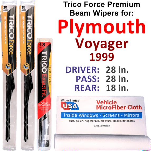 1999 Plymouth Voyager Performance Beam Wipers (Set of 3) w/Rear Wiper