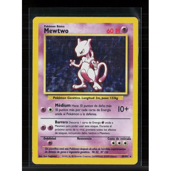 1999 Pokémon Base Set Mewtwo Holo Rare Spanish #10/102 Trading Card