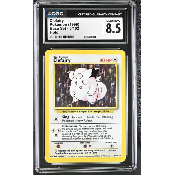 1999 Pokemon #5/102 Clefairy Base Set Holo CGC 8.5