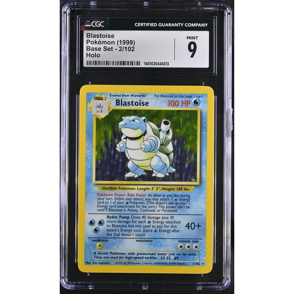 1999 Pokemon Base Set Blastoise Holo Holo CGC 9 #2/102