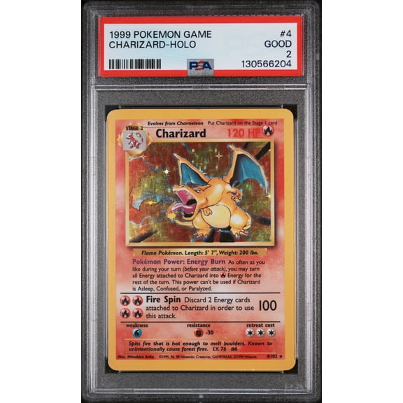 1999 Pokemon Base Set Holo Charizard #4 PSA 2