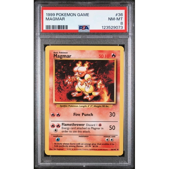 1999 Pokemon Base Set Magmar #36 PSA 8