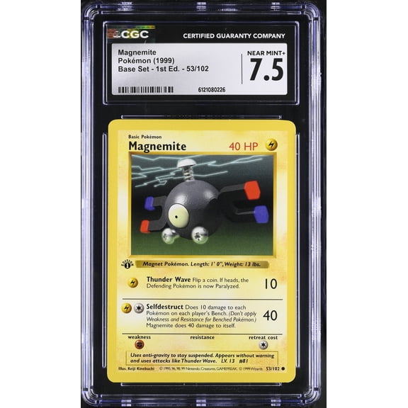 1999 Pokemon Base Set Magnemite 1st Edition CGC 7.5 #53/102