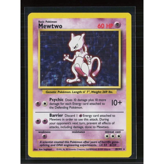1999 Pokemon Base Set Mewtwo Holo Rare #10/102 Lightly Played Excellent