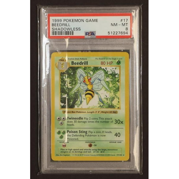 1999 Pokemon Base Set Shadowless Beedrill #17 PSA 8