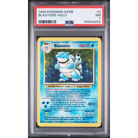 Graded PSA 7 1999 Pokemon Blastoise Holo #2 Trading Card