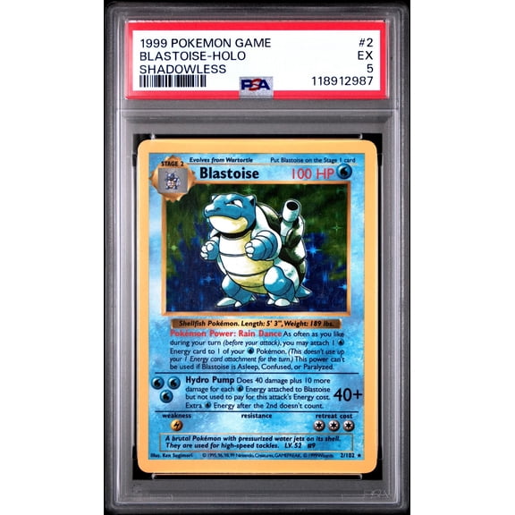 1999 Pokemon Game Blastoise Holo Shadowless PSA 5 #2