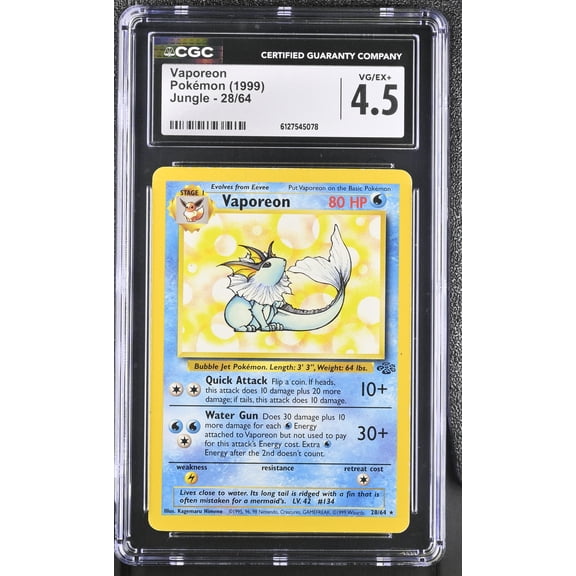 Graded 1999 Pokemon Jungle Vaporeon CGC 4.5 #28/64 English Trading Card