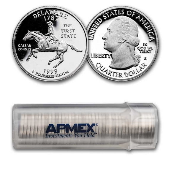 1999-S Delaware State Quarter Gem Proof 40-coin Roll (Silver)