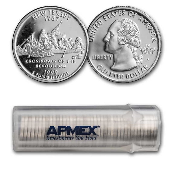 1999-S New Jersey State Quarter Gem Proof 40-Coin Roll (Silver)