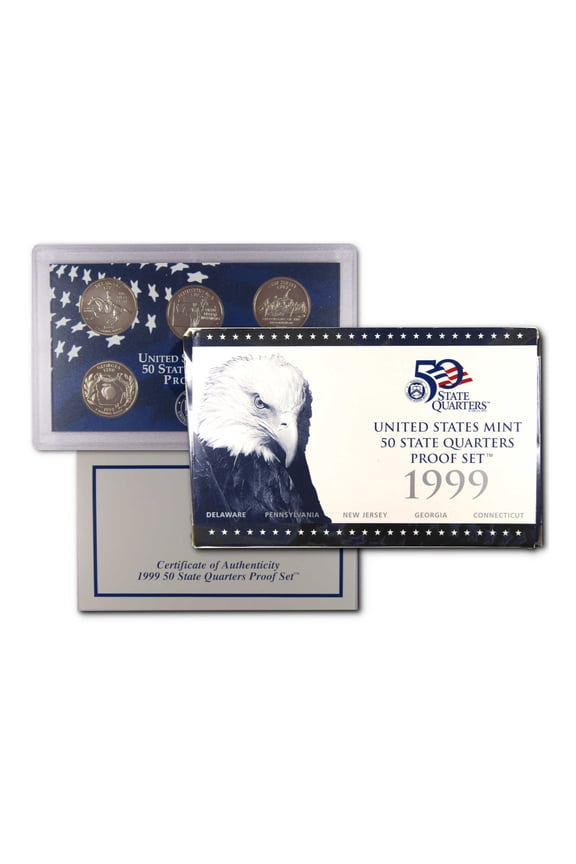 1999 State Quarter Clad Proof Set U.S. Mint Packaging OGP COA