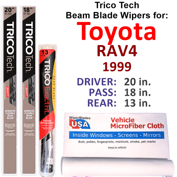 1999 Toyota RAV4 Beam Blade Wipers (Set of 3) w/Rear Wiper