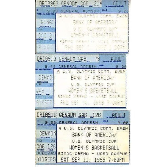 1999 US Olympic Cup Womens basketball tickets team USA Wins