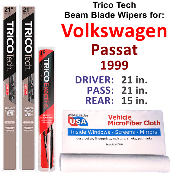 1999 Volkswagen Passat Beam Blade Wipers (Set of 3) w/Rear Wiper