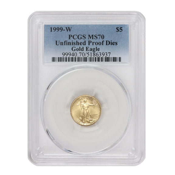 1999-W $5 Gold Eagle PCGS MS70 Unfinished Proof Dies U.S. Mint Coin
