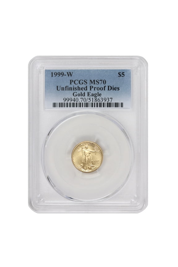 1999-W $5 Gold Eagle PCGS MS70 Unfinished Proof Dies U.S. Mint Coin
