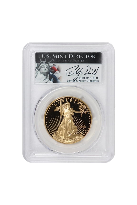 1999-W $50 Gold Eagle PCGS PR70 Deep Cameo Diehl Label U.S. Mint Coin