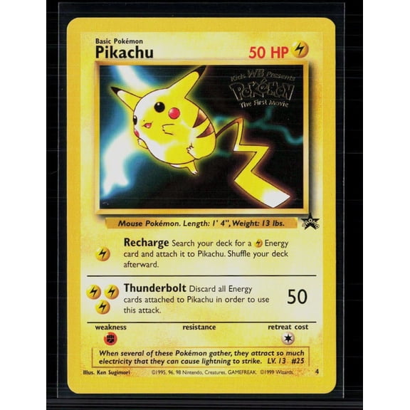 1999 Wizards Pikachu Black Star Promo #4 English Lightly Played Trading Card
