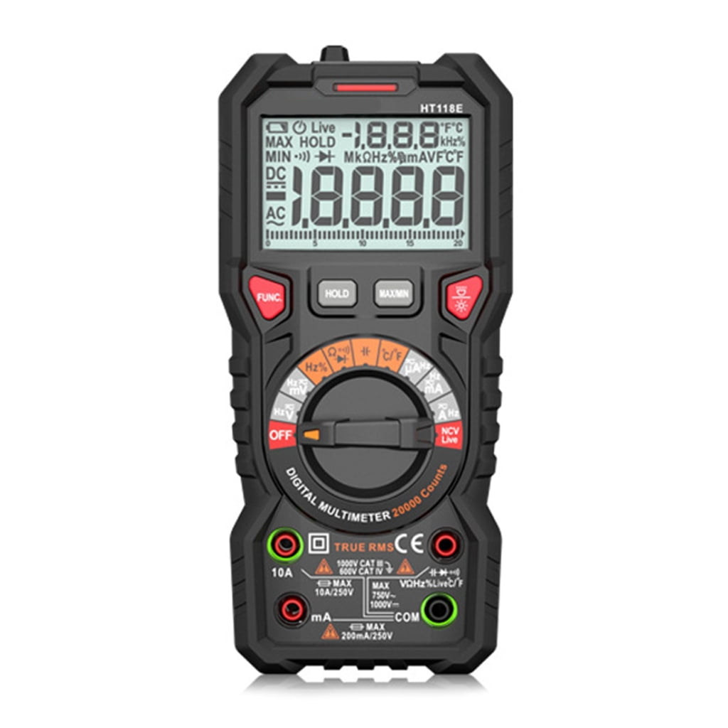 19999 Counts LCD Backlit Display Voltmeter with Flashlight HT118E Digital Multimeter Tester Measure NCV Diode
