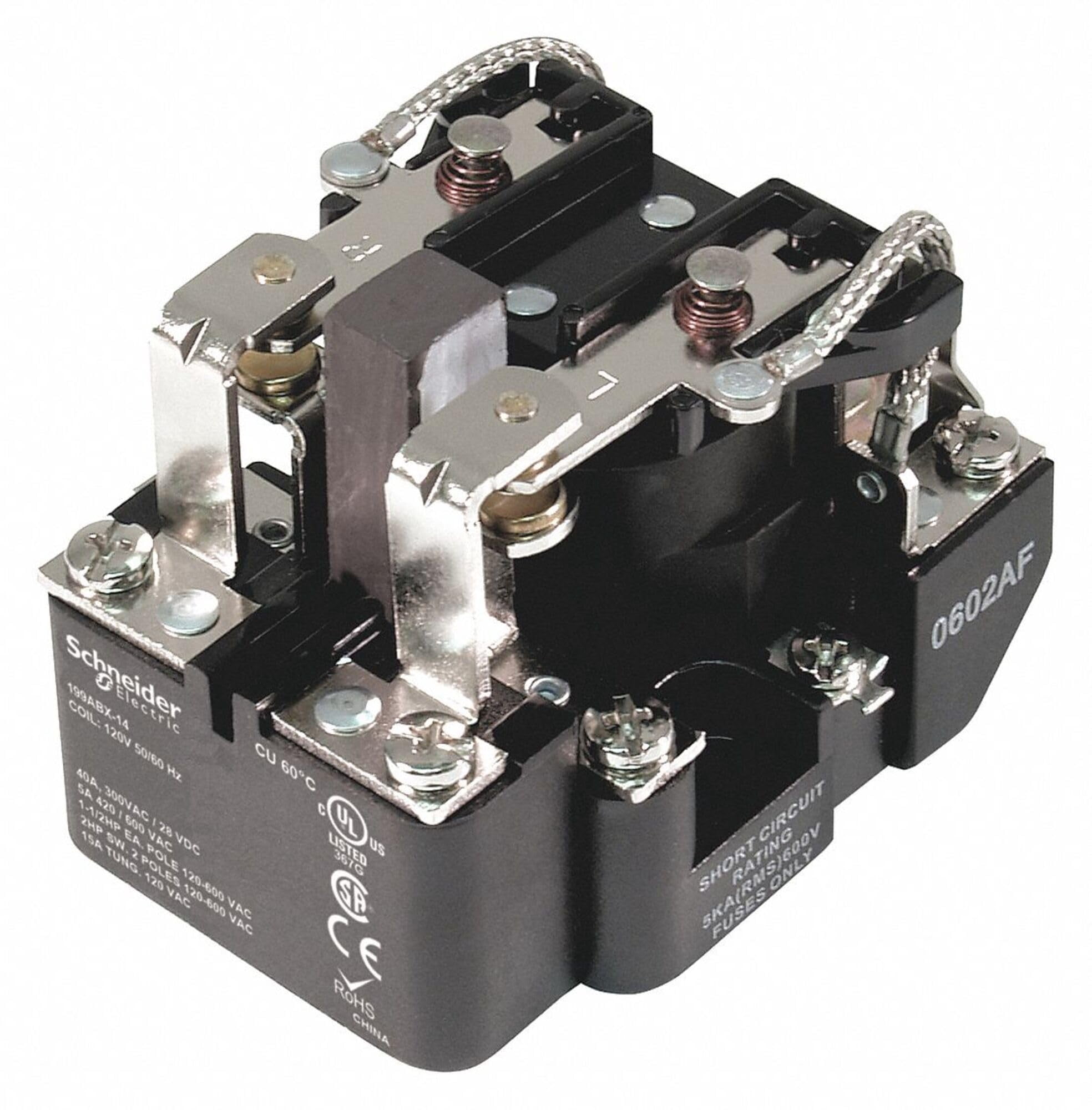 199AX-9 Electromechanical Relay 120VAC 40A DPST-NO (63.6x63.2x49.6)mm Power Relay CA2