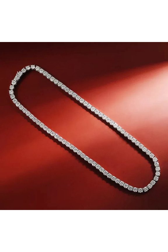 19Ct Round Cut Diamond Lab Created 4MM Wedding 18inch Tennis Necklace 14K White Gold Plated