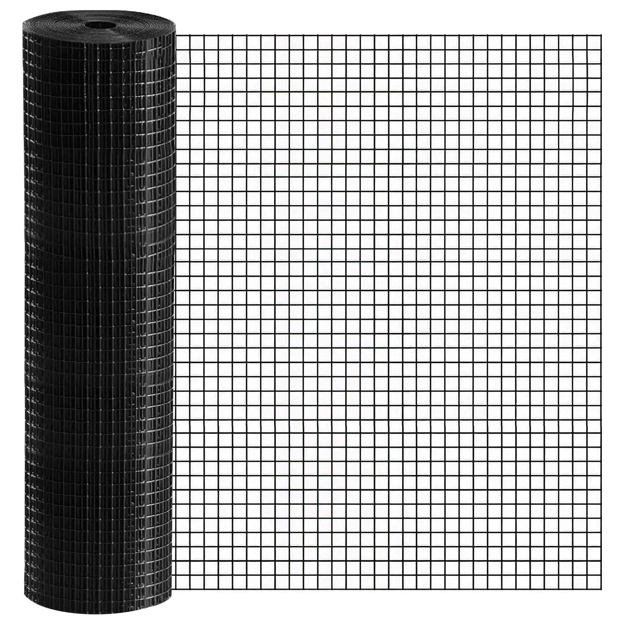 19GA Hardware Cloth Welded Black PVC Coated Wire Mesh Galvanized Square Chicken Wire Fence 1/2in 48in(H) x 50ft(L)