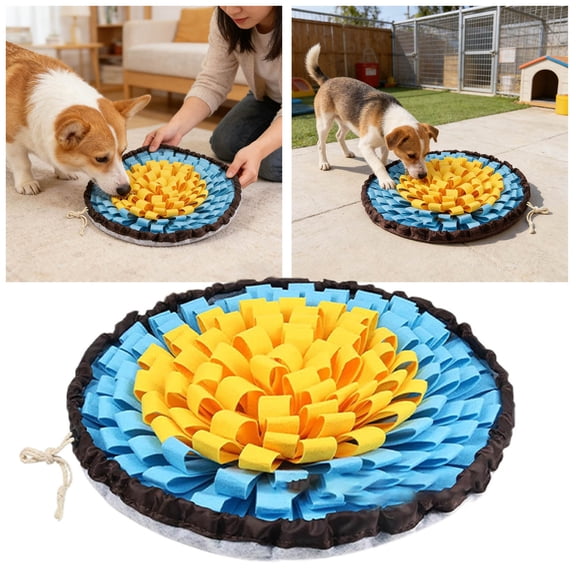 19IN Sunflower Interactive Snuffle Mat for Dogs Cats, Pet Foraging Puzzle Feeder Mat for Mental Stimulation Slow Eating