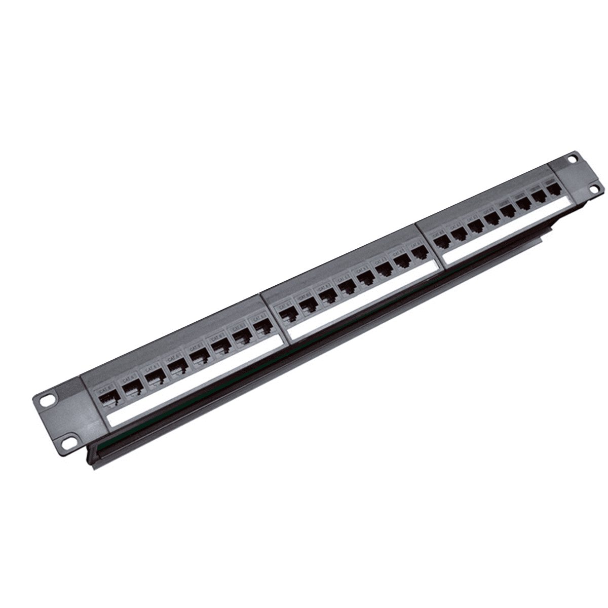 19Inch 1U Cabinet Rack Pass-Through 24 Port CAT6 Patch Panel RJ45 ...