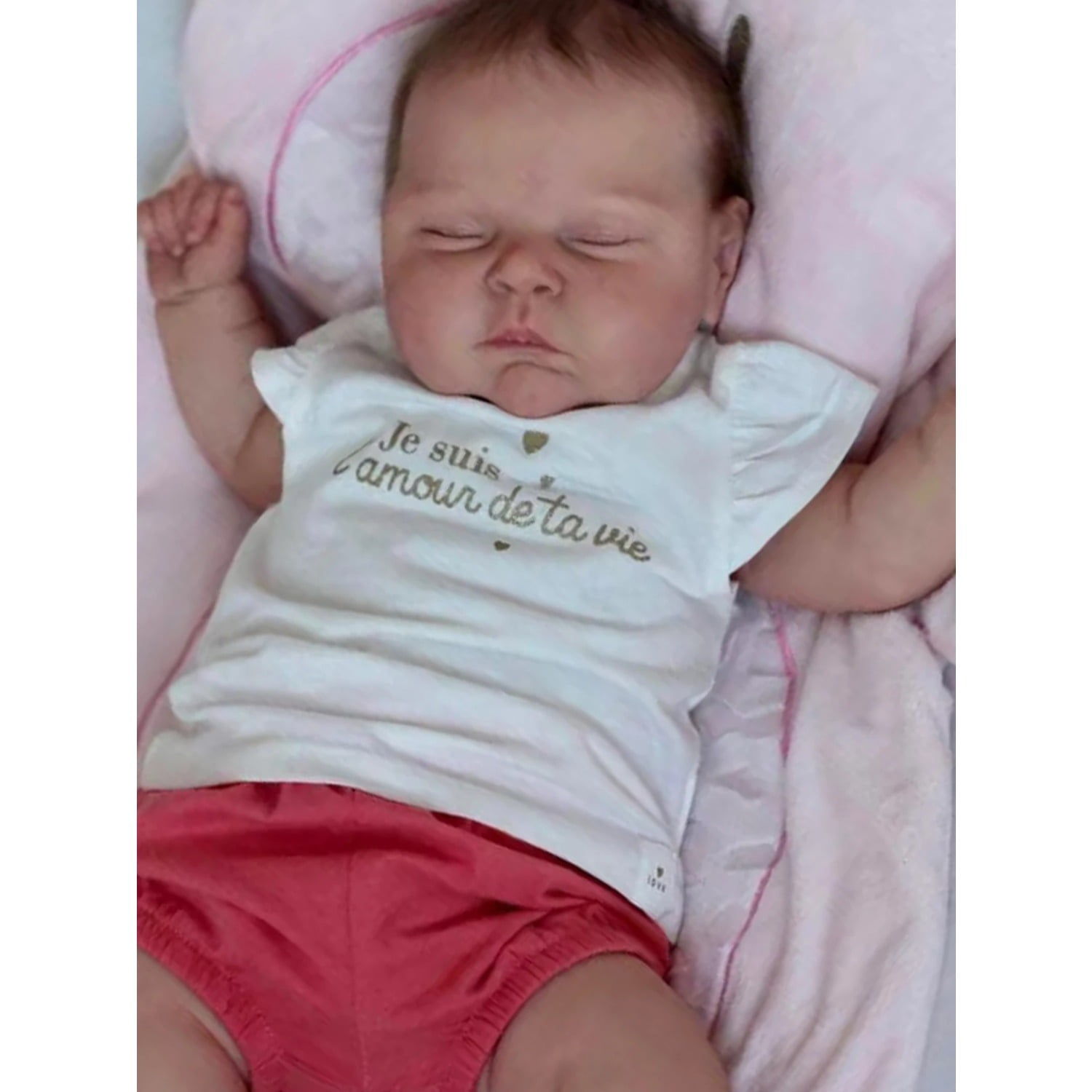 19Inch Peaches Finished Newborn Baby Soft Cloth Body Lifelike Reborn Baby Doll with 3D Skin Multiple Layers Painting Visible Veins