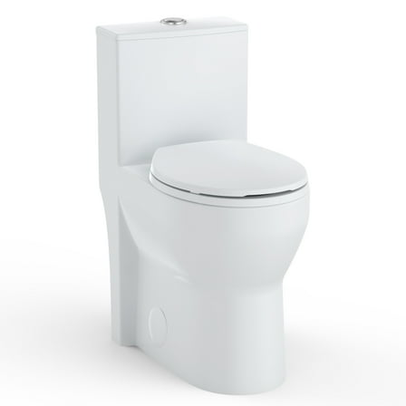 19Inch Tall Toilet, One-Piece Round Toilet with ADA Comfort Chair Height Seat, Powerful 0.8/1.28L GPF Dual Flush, 12" Rough In High Bowl for Seniors, White