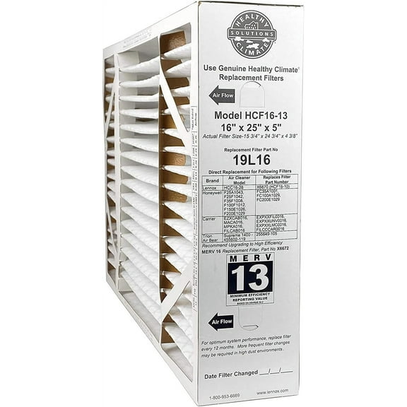 19L16 16 x 25 x 5 Inch Healthy Climate Boxed Media Air Cleaner MERV 13 Efficient Home Furnace Replacement Filter for Dust, Pollen, and More