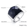 thumbnail image 1 of 19MM Blue Gravel Men's Band 316L Stainless Steel Polished Silver Ring Size 8-12, 1 of 5