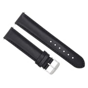 19MM GENUINE SMOOTH LEATHER WATCH STRAP BAND, Black, Silver Buckle, Compatible With TISSOT PR100 CHRONOGRAPH BLACK