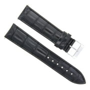 19MM ITALIAN GATOR LEATHER BAND STRAP, Black, Silver Buckle, Compatible With MOVADO MUSEUM WATCH 19/18MM BLACK