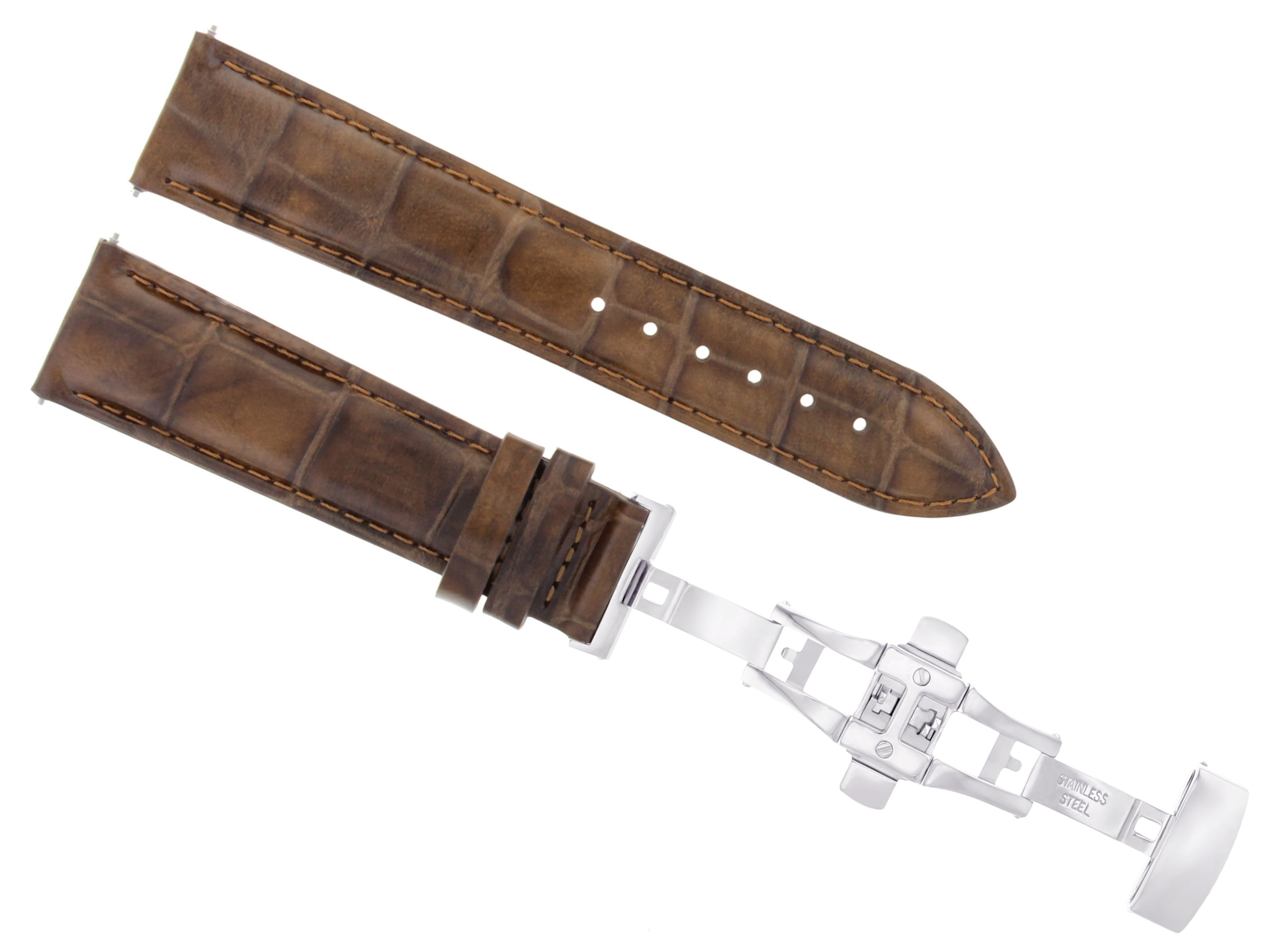 19MM LEATHER BAND STRAP DEPLOYMENT BUTTERFLY CLASP FOR TISSOT