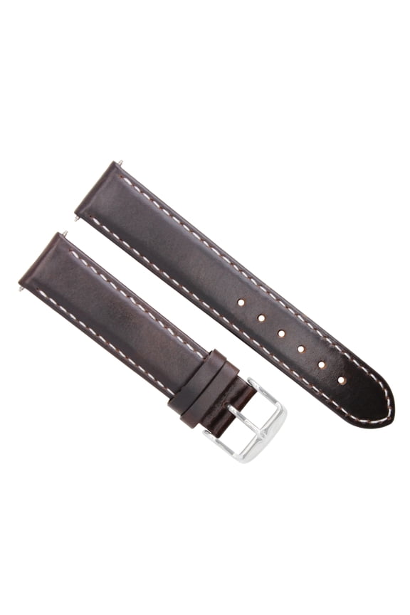 19MM LEATHER STRAP SMOOTH BAND FOR OMEGA SEAMASTER SPEEDMASTER MOON D/BROWN WS