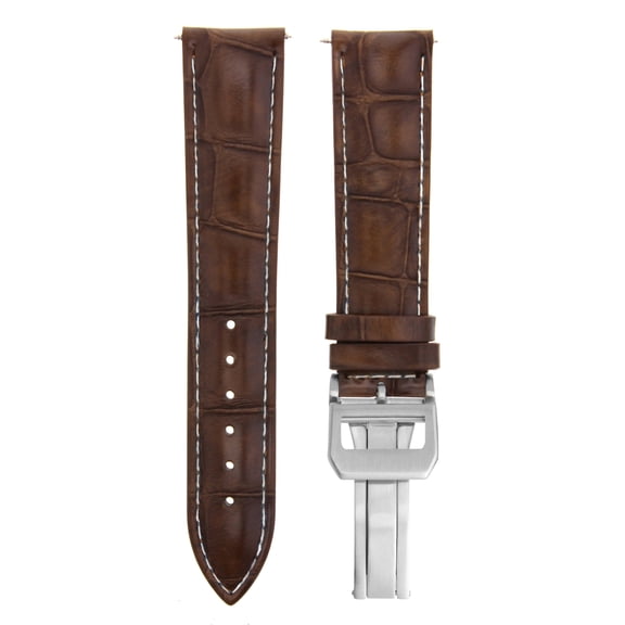19MM LEATHER STRAP WATCH BAND FOR IWC PILOT PORTUGESE TOP GUN CLASP L/BROWN WS