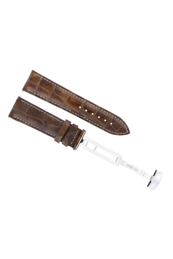 19MM LEATHER WATCH BAND STRAP FOR 34MM ROLEX DATE DEPLOYMENT CLASP L/BROWN WS