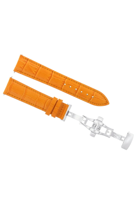 19MM LEATHER WATCH BAND STRAP FOR 34MM TUDOR DATE WATCH DEPLOYMENT CLASP ORANGE