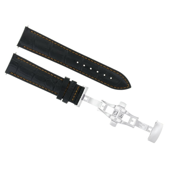 19MM LEATHER WATCH STRAP BAND FOR OMEGA SEAMASTER SPEEDMASTER BUTTERFLY BLACK OS