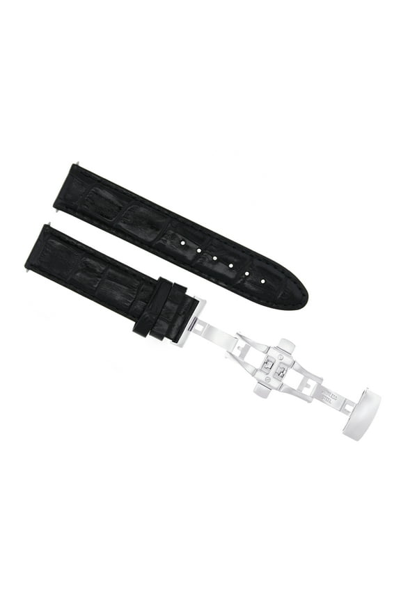 19MM PREMIUM LEATHER WATCH STRAP BAND FOR CITIZEN ECODRIVE BUTTERFLY CLASP BLACK
